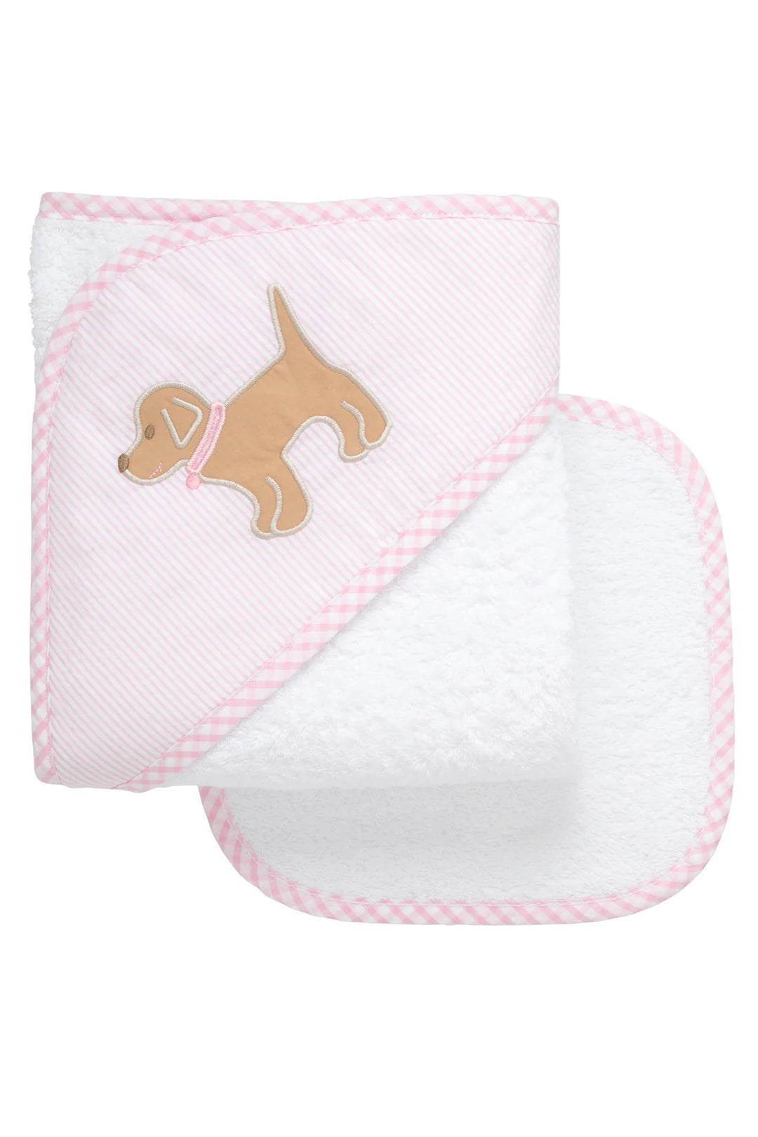 Puppy Hooded Towel & Washcloth Set, Pink