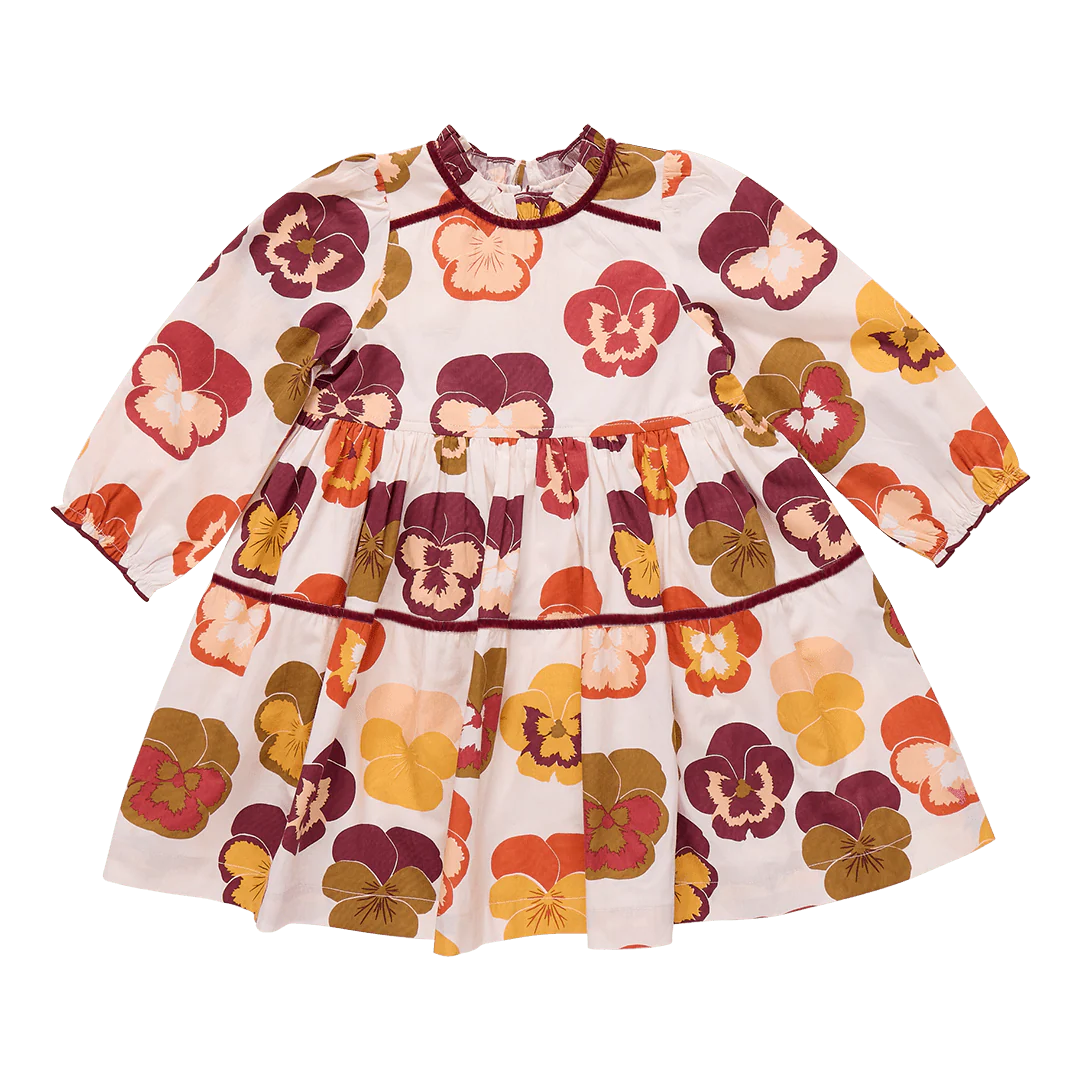 Girls Charlie Dress - Autumn Pansies