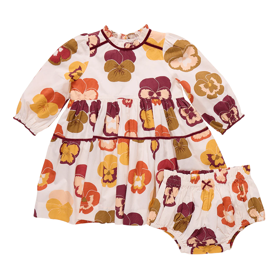 Baby Girls Charlie Dress Set - Autumn Pansies
