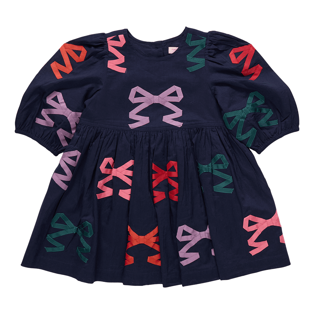 Girls Brooke Dress - Multi Bow Applique