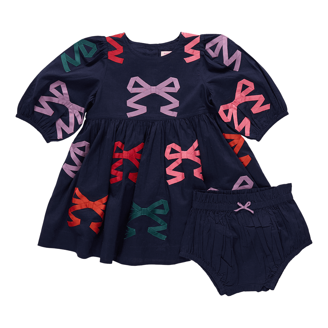 Baby Girls Brooke Dress Set - Multi Bow Applique