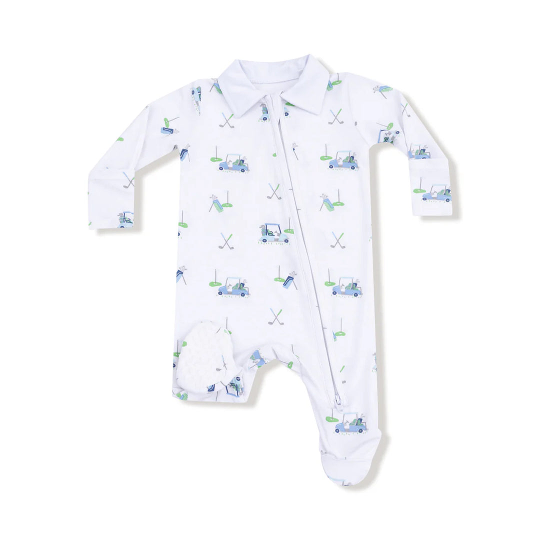 Baby Golf Carts - Blue - Polo 2 Way Zipper Footie