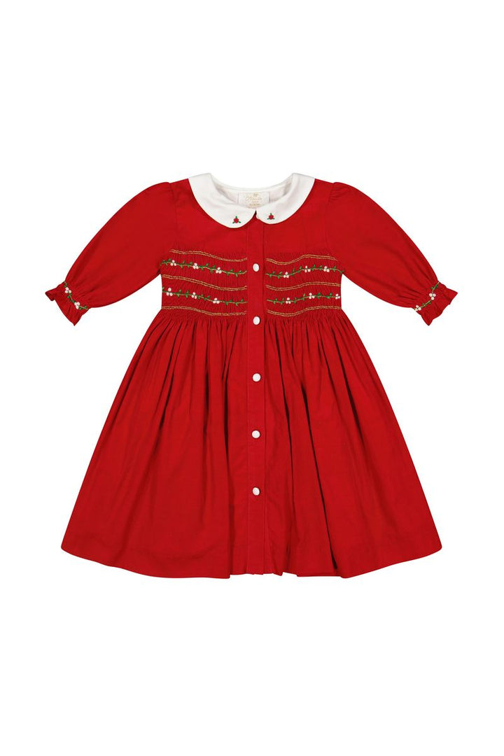 Olympe Red Holiday Smocked Dress