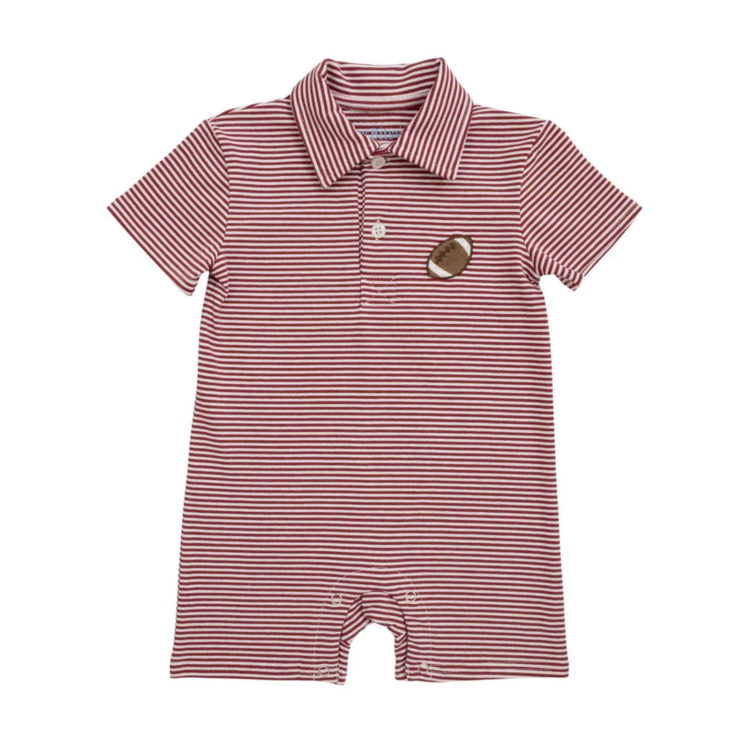 Football Polo Romper - Crimson