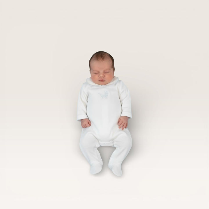 Pima Footie with Pram Embroidery- Light Blue