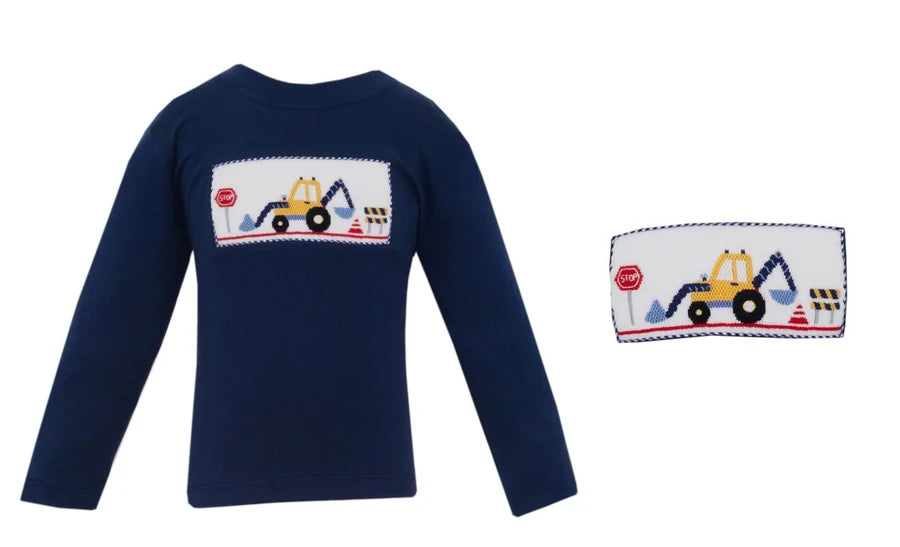 Excavator - Navy Blue Knit Boy's T-Shirt L/S
