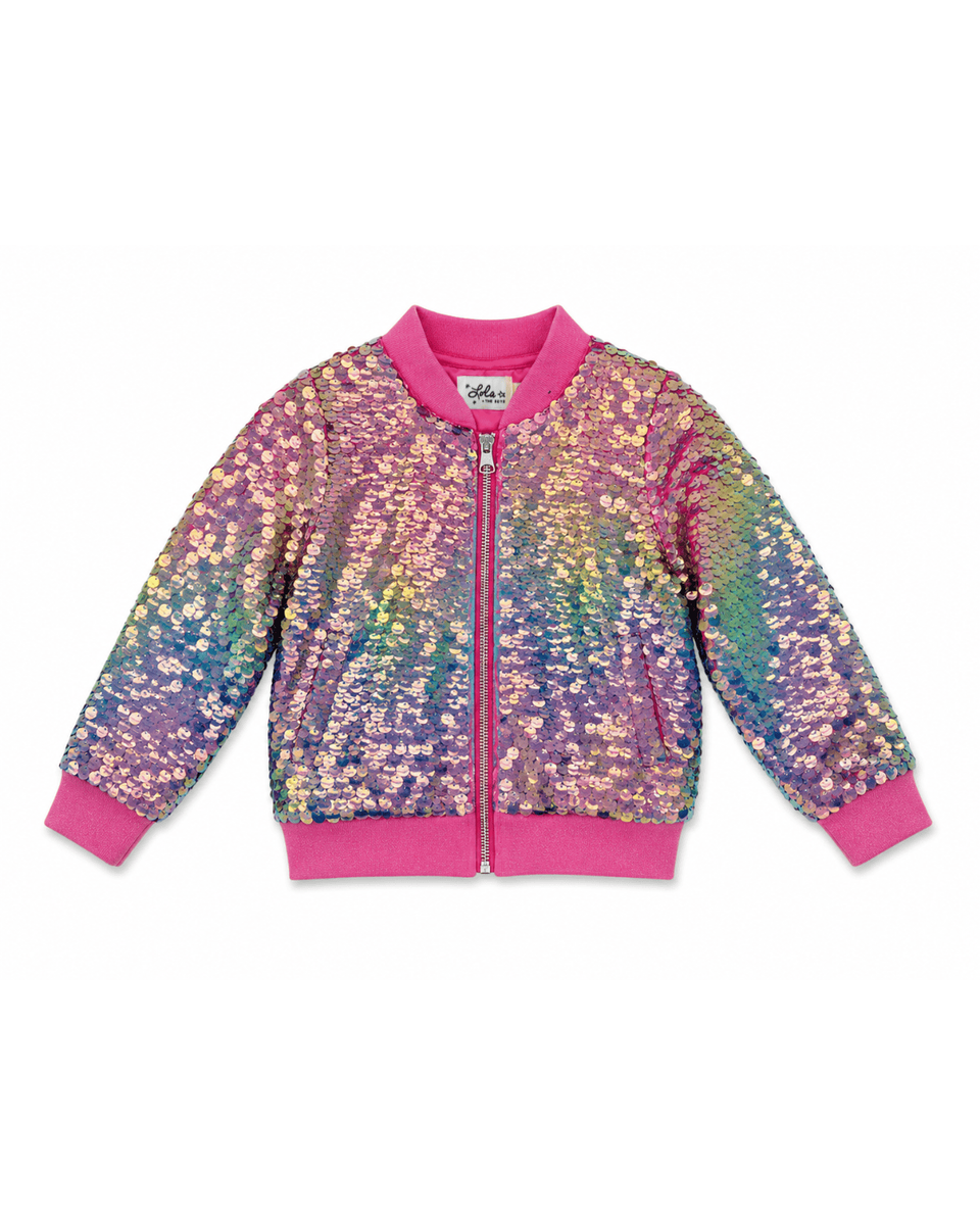 Holographic Rainbow Paillette Bomber