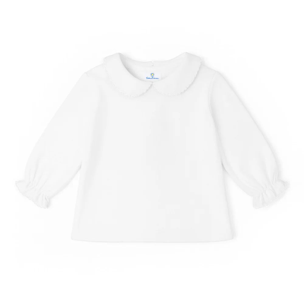 Pique Knit Jumper w/ Bows & Long Sleeve Blouse