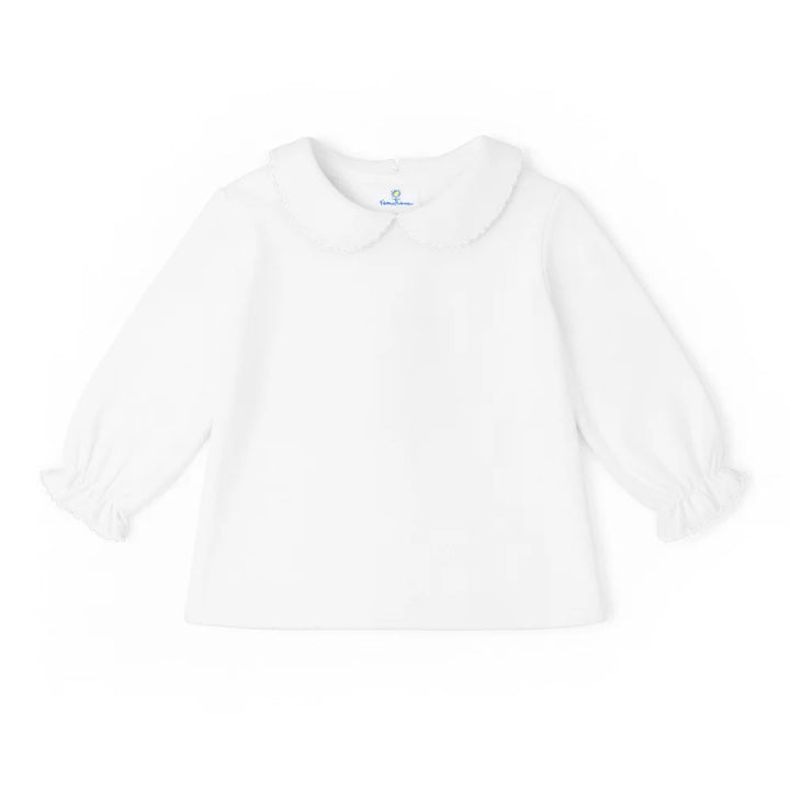Pique Knit Jumper w/ Bows & Long Sleeve Blouse