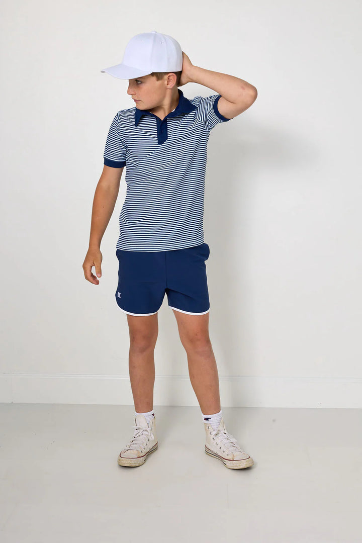 Navy Thin Stripe Polo Shirt