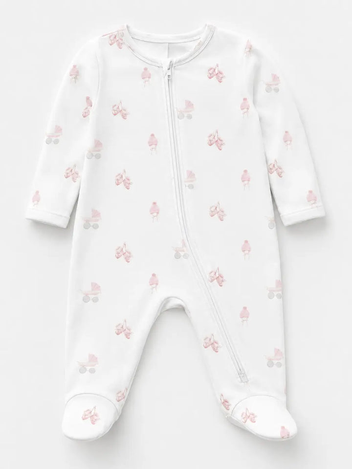 Zipper Footie - Baby Girl Carriage