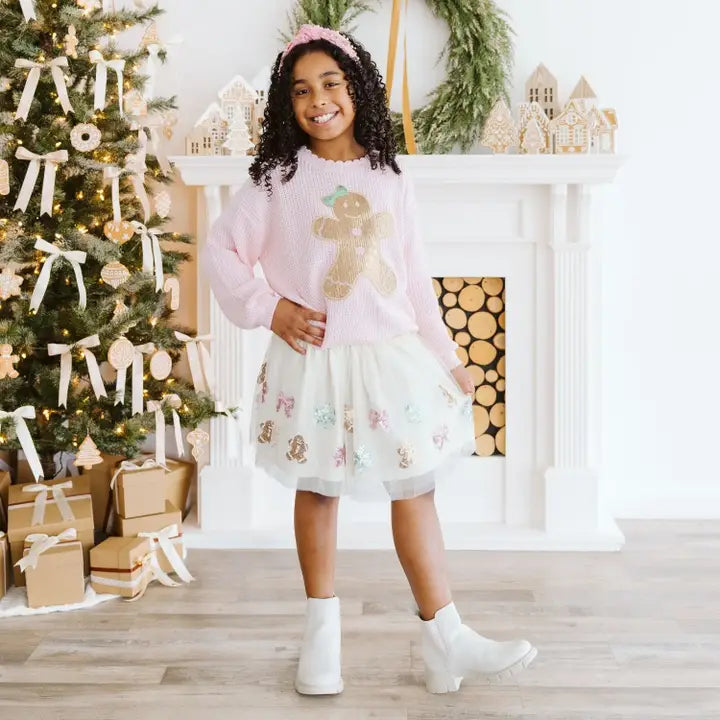 Gingerbread Sequin Patch Christmas Sweater