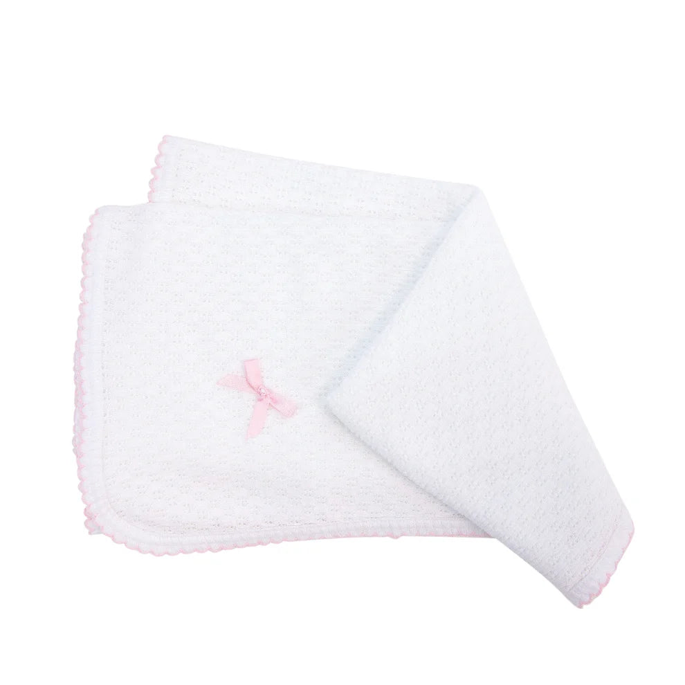 Receiving Blanket White w/ Pink Bow