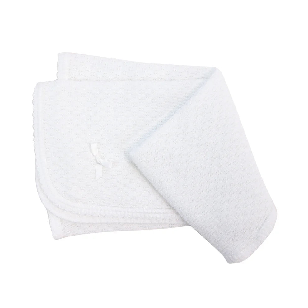 Receiving Blanket White w/ White Bow