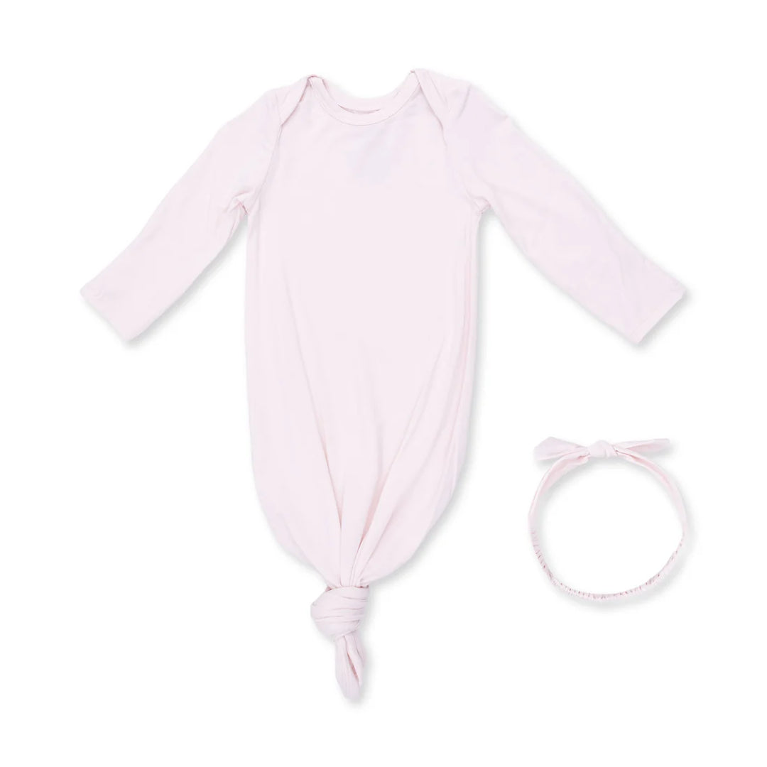 Solid Mauve Morn - Knotted Gown And Knot Headband