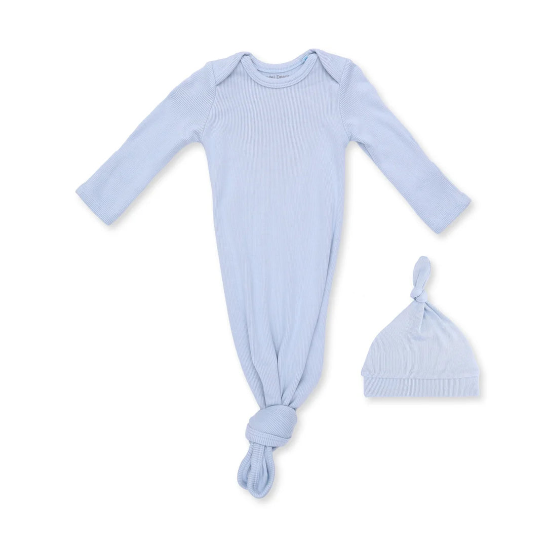 Solid Sheer Blue Rib - Knotted Gown And Knotted Hat