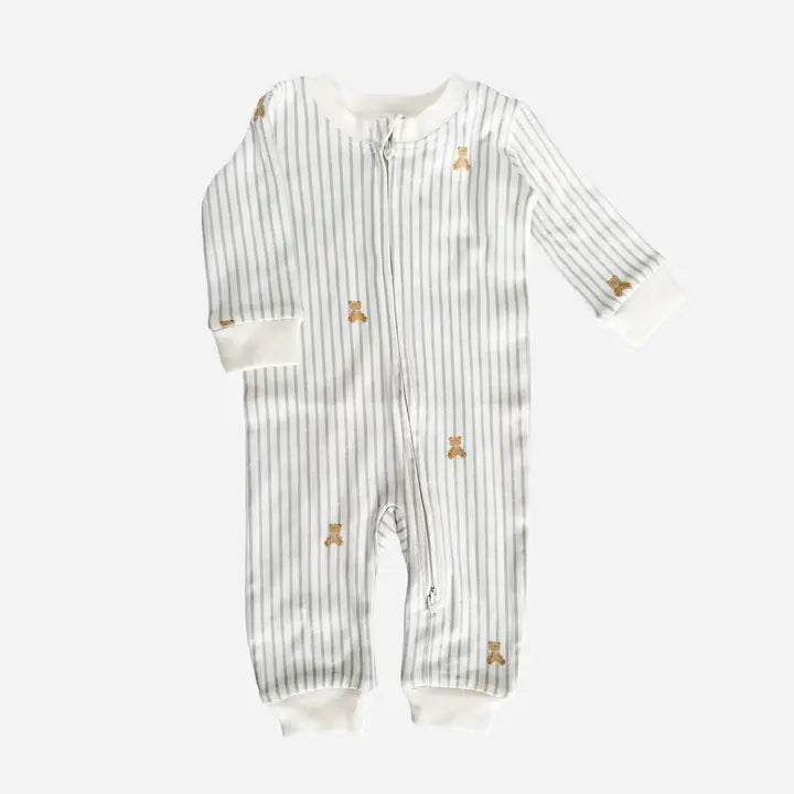 Layette Organic Zipper Romper Teddy Bear Outfit