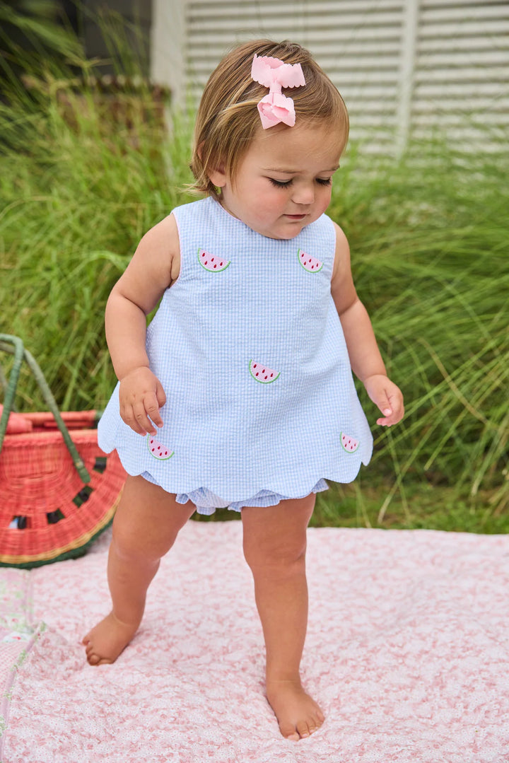 Embroidered Bow Back Bloomer Set - Watermelon