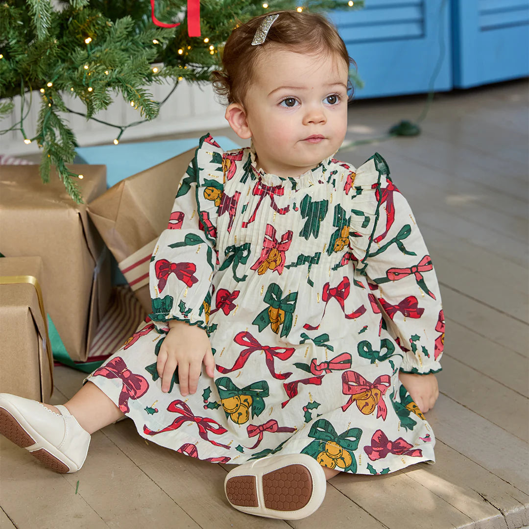 Baby Girls Jaipur Dress Set- Christmas Bows and Bells