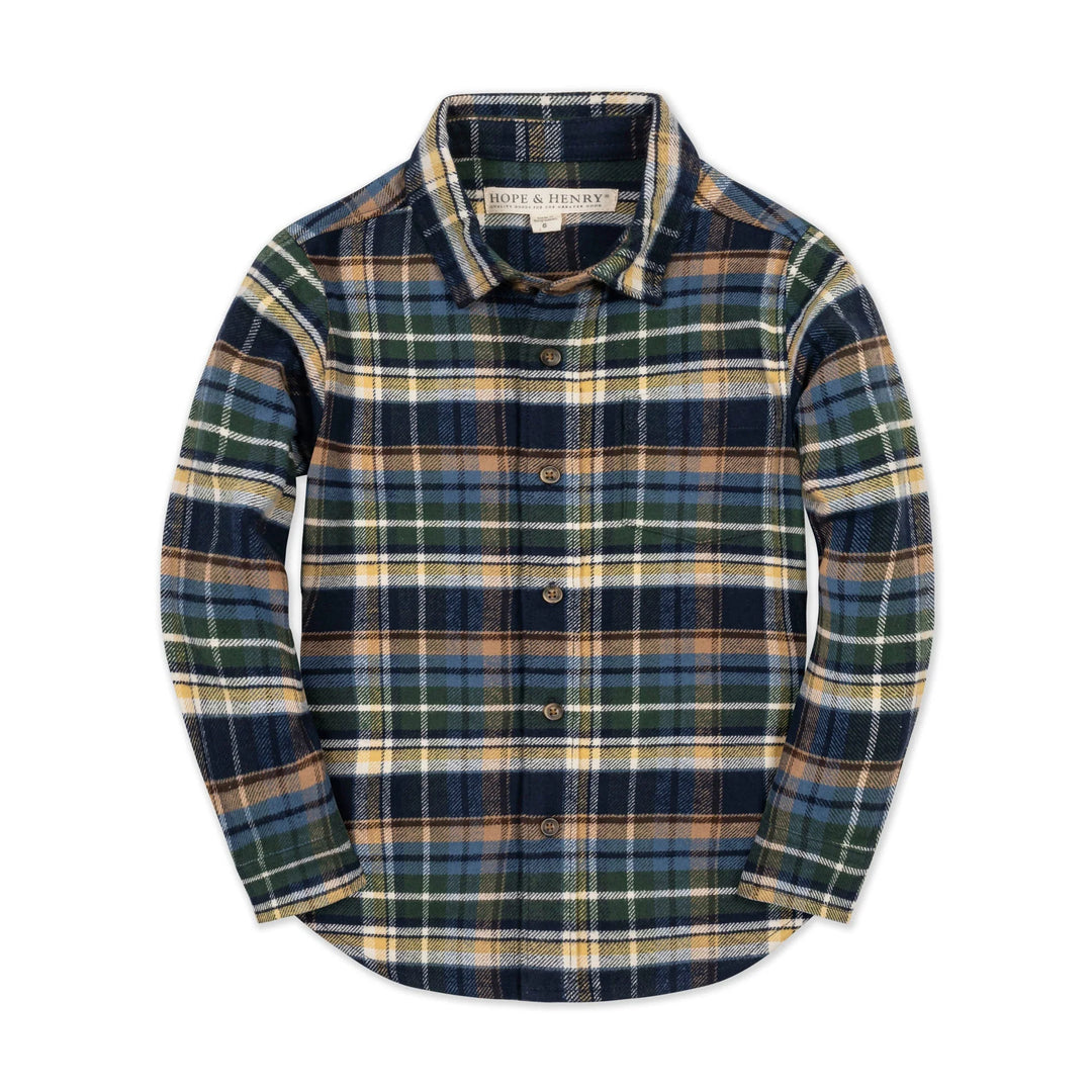 Organic Flannel Shirt - Navy Cottage Plaid