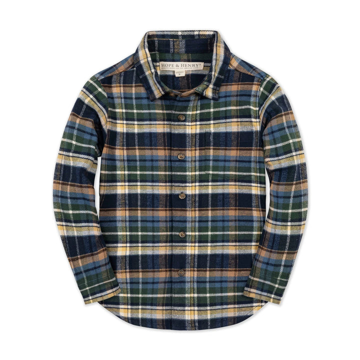 Organic Flannel Shirt - Navy Cottage Plaid