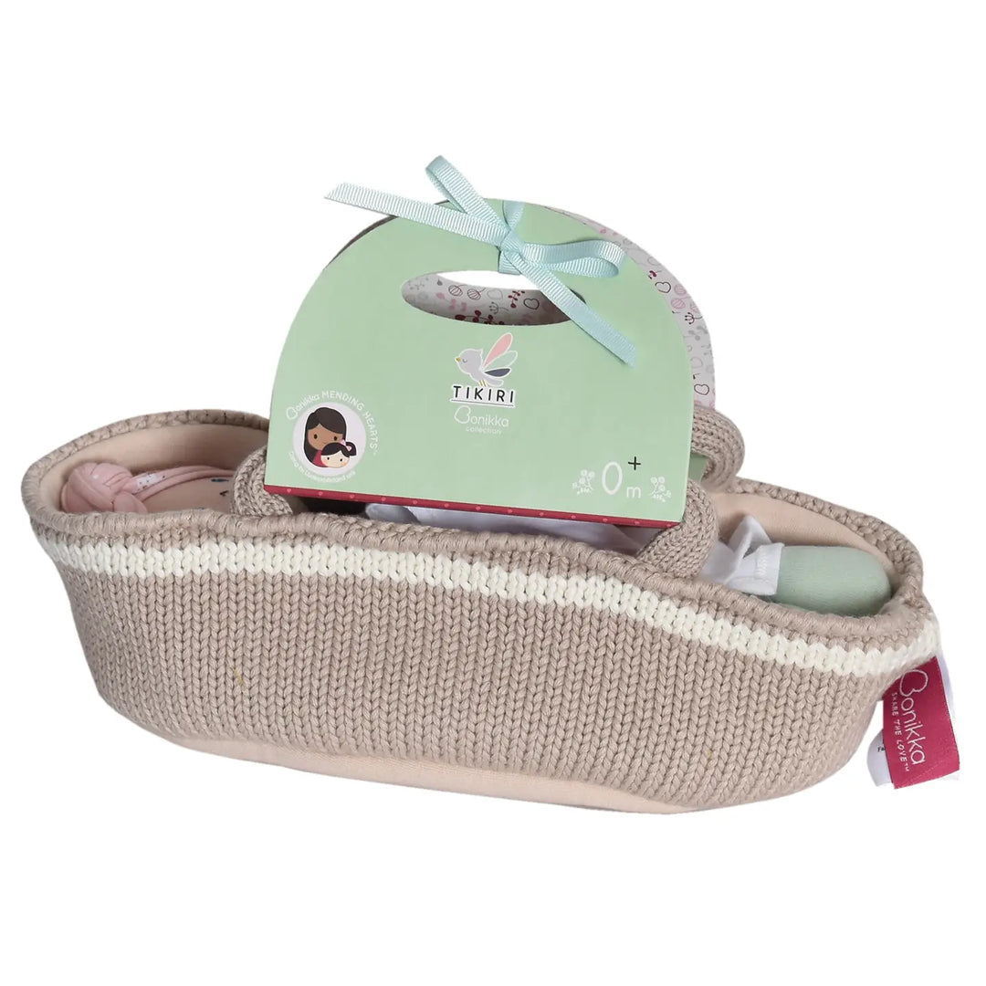 Knitted Carry Cot W/Remi Baby Soother & Blanket
