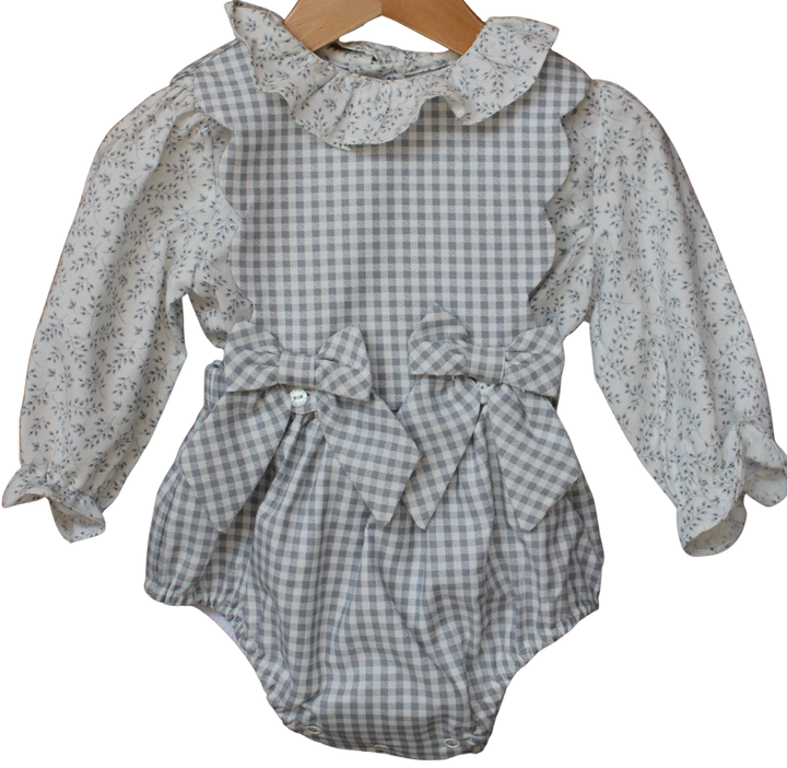 Blue Check Scallop Overall