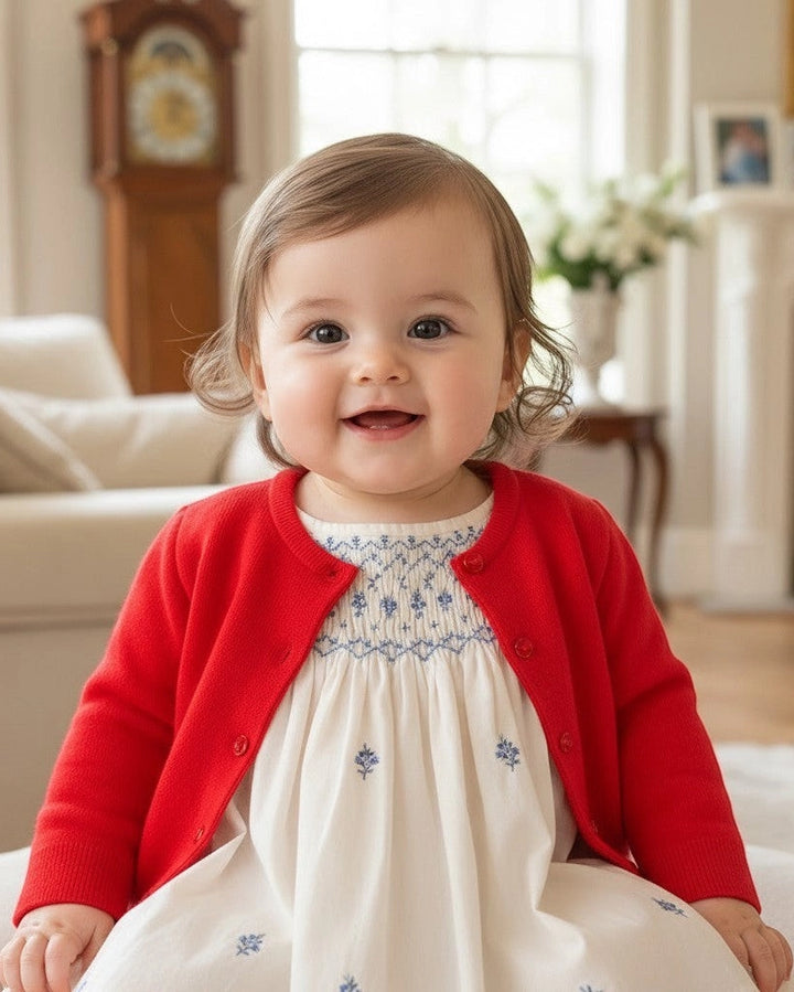 Red Cotton Cashmere Cardigan