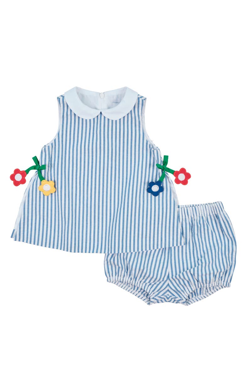 Seersucker Dress with Bloomers - Flowers