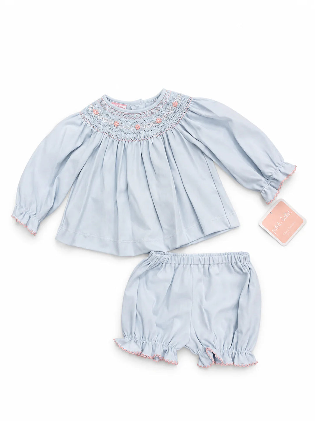 Olivia Light Blue Knit Bishop Bloomer Set