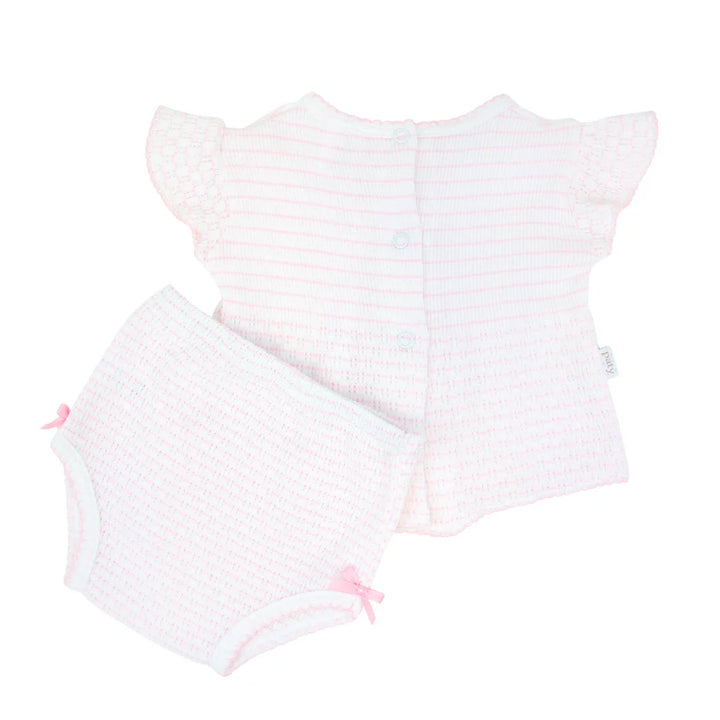 2 Pc Flutter Sleeve Diaper Set, Bows, Pinstripe