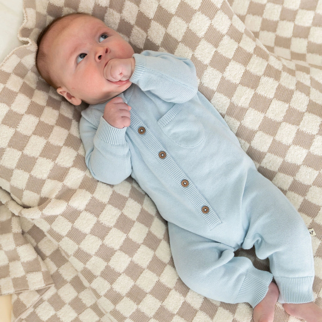 Milan Knit Baby Pocket Jumpsuit - Sky Blue