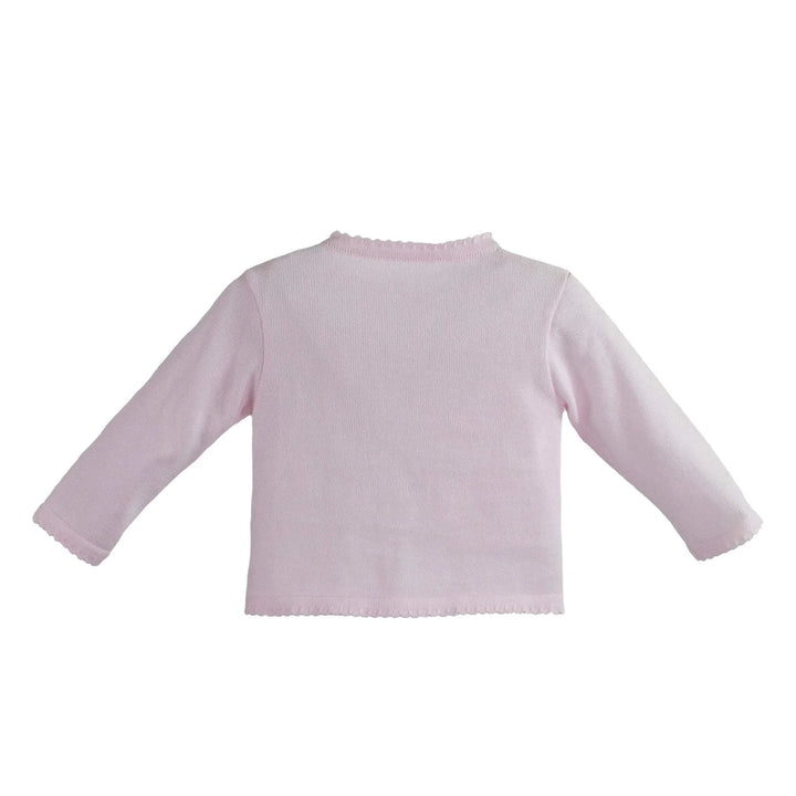 Scalloped Edge Cardigan Sweater - Pink
