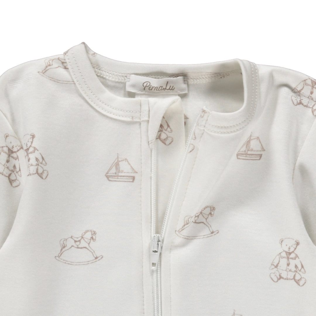 Zipper Footie - Antique Bear