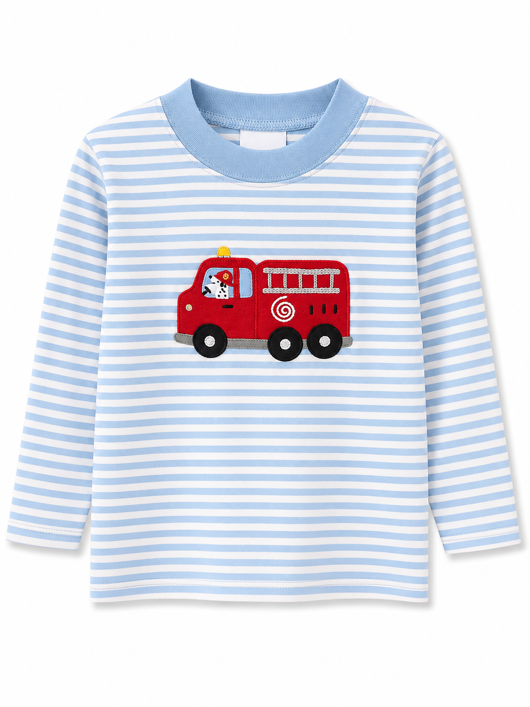 Light Blue Stripe Fire Truck Long Sleeve