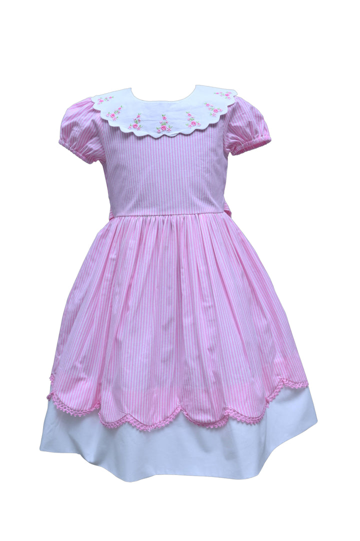 Pink Stripe Removable Collar Dress