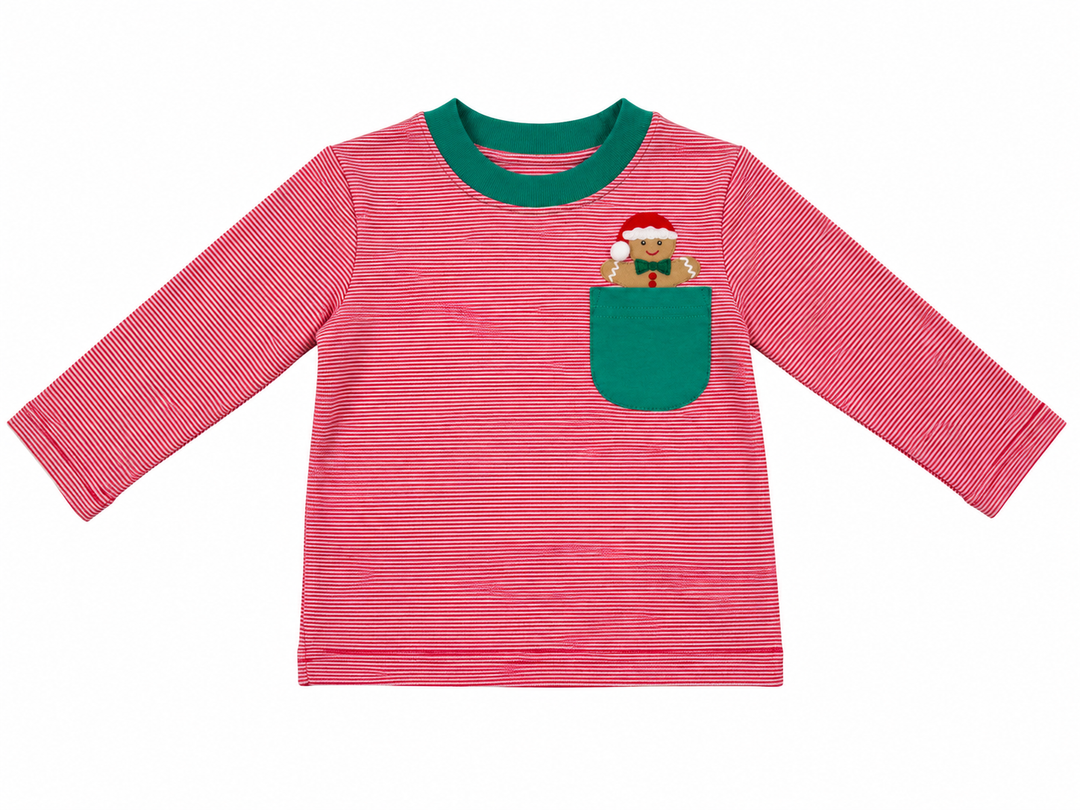 Stripe Long Sleeve - Gingerbread Man