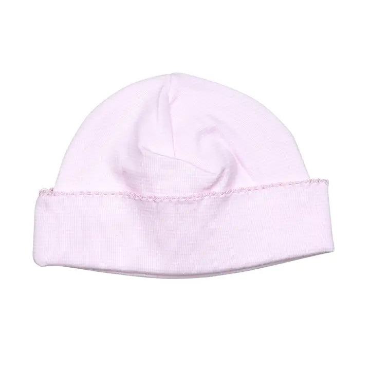 Pink Stripes Pima Beanie Pink Trim