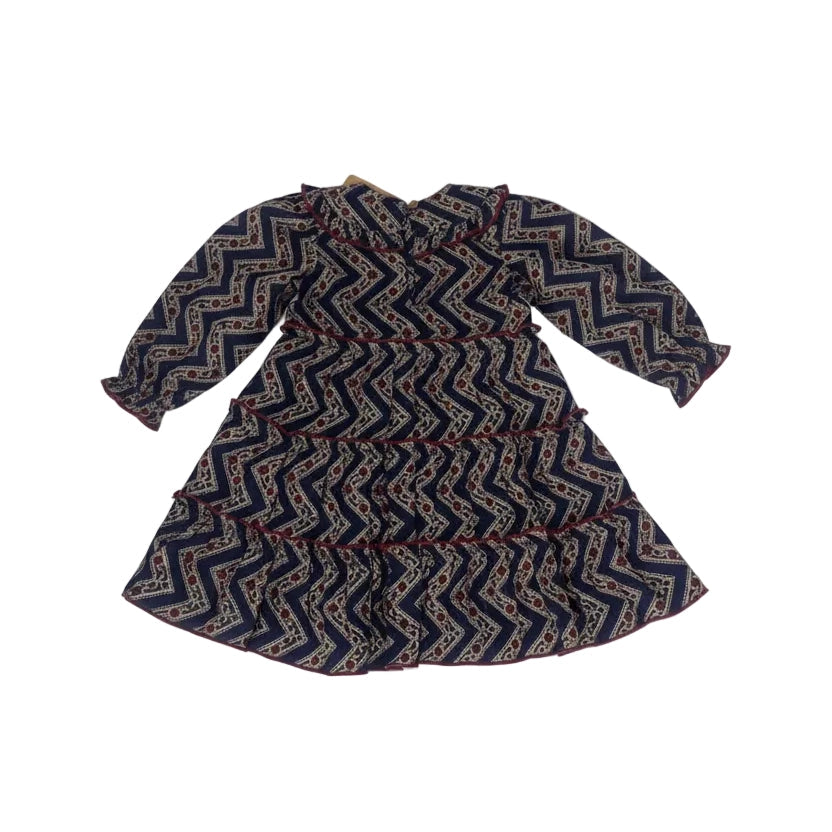 Noel Printed Peter Pan Collar Tiered Dress