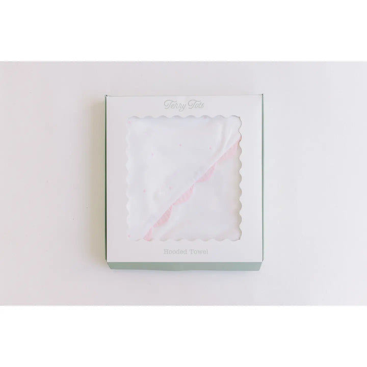 Hooded Towel - Pink Embroidered Dots
