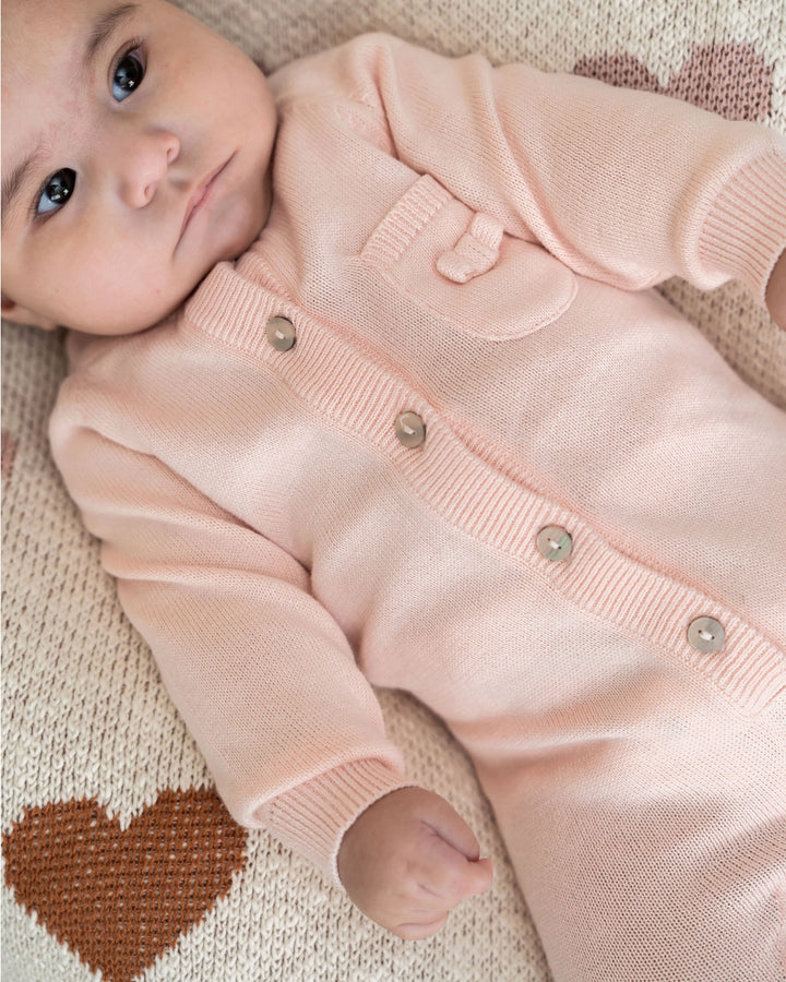 Milan Knit Baby Pocket Jumpsuit - Blush
