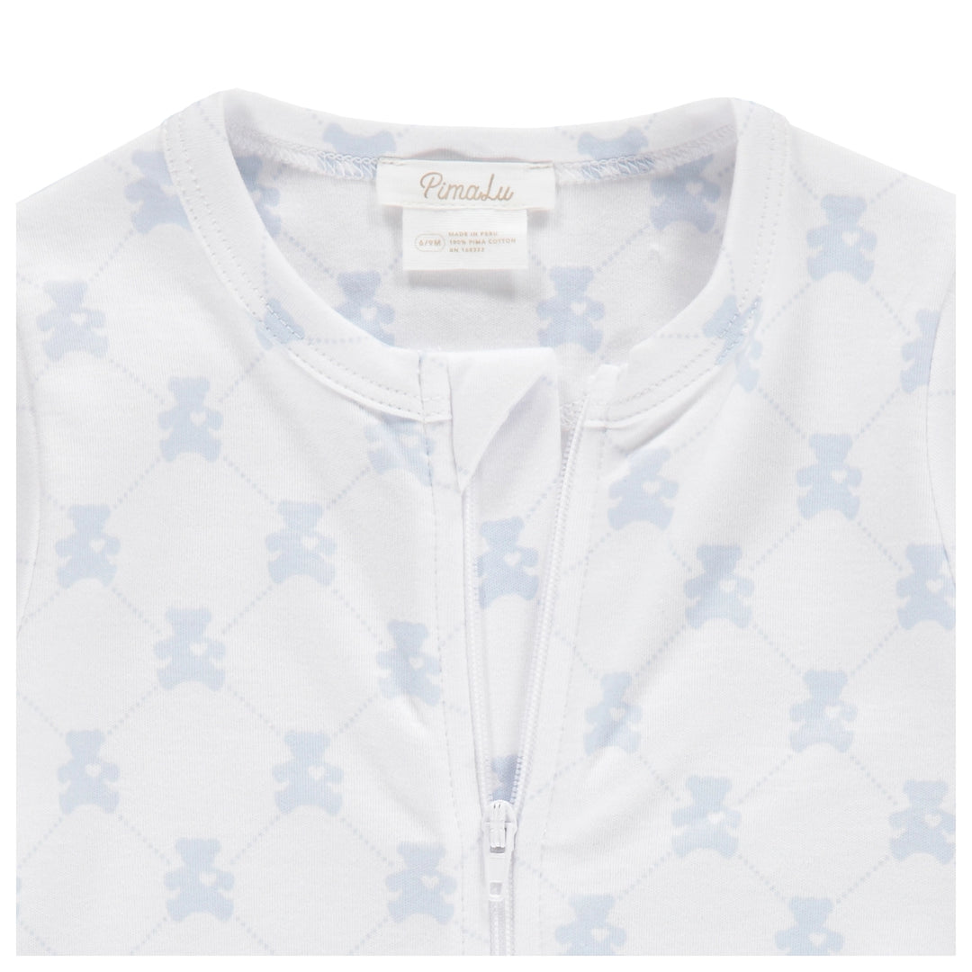 Zipper Footie - Teddy Bear Blue