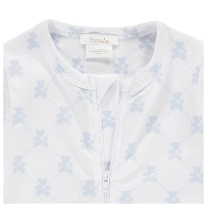 Zipper Footie - Teddy Bear Blue