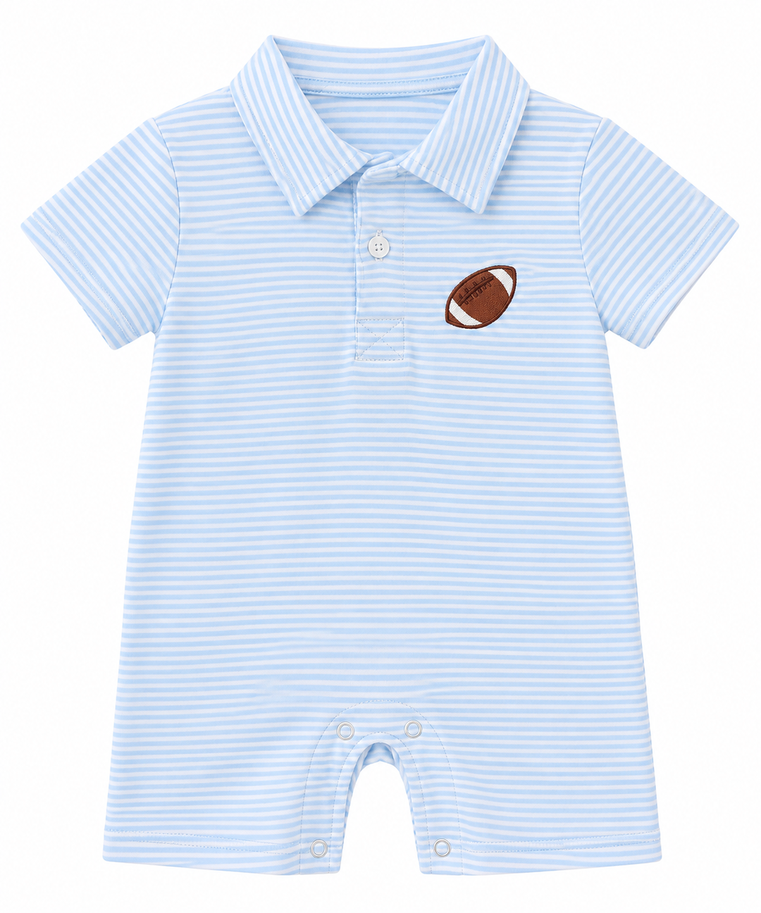 Football Polo Romper - Light Blue