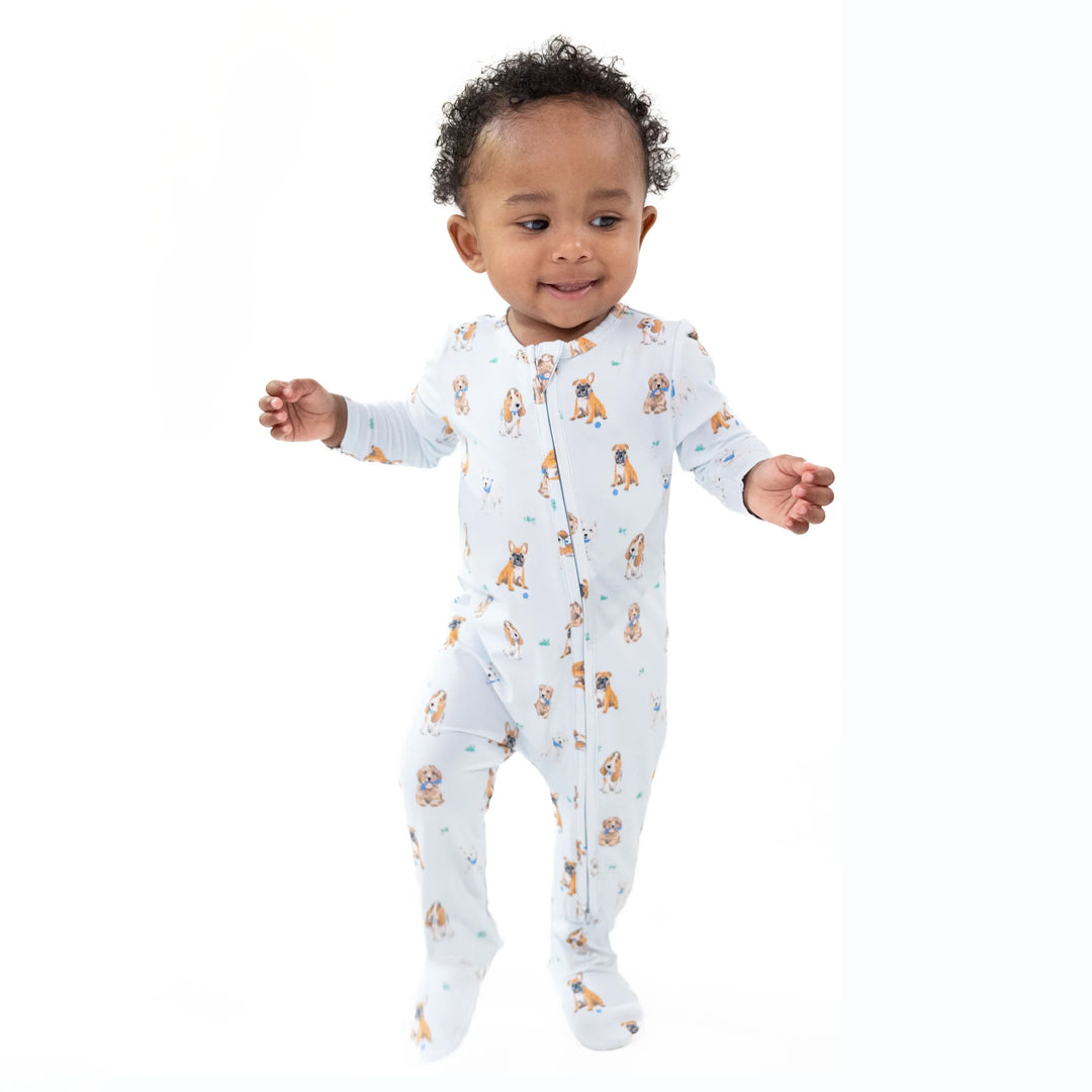 Bestie Dogs Blue - 2 Way Zipper Footie