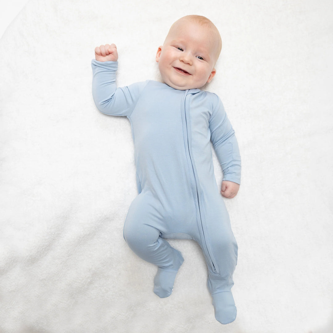 Solid Blue Fog - 2 Way Zipper Footie