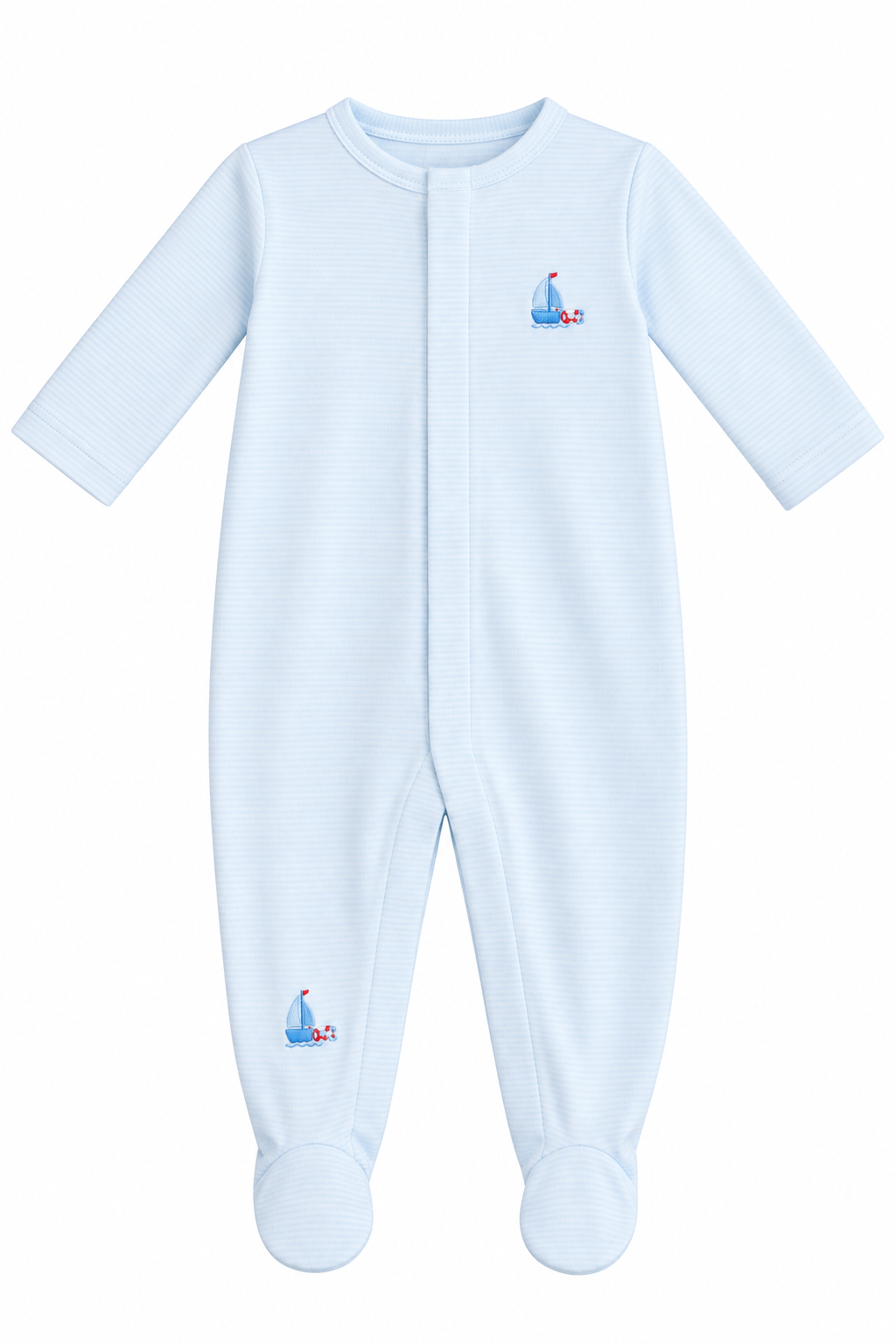 Blue Stripe Sailboat Footie