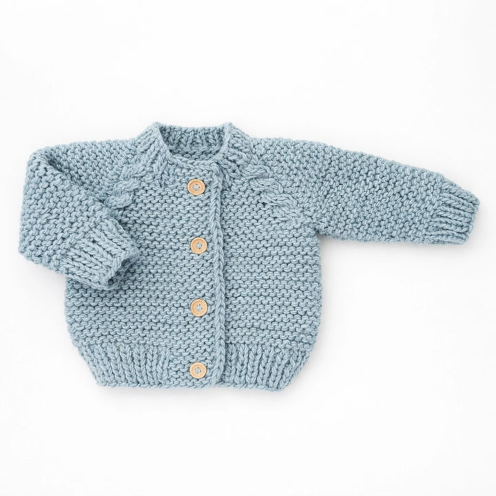 Surf Blue Garter Stitch Cardigan Sweater
