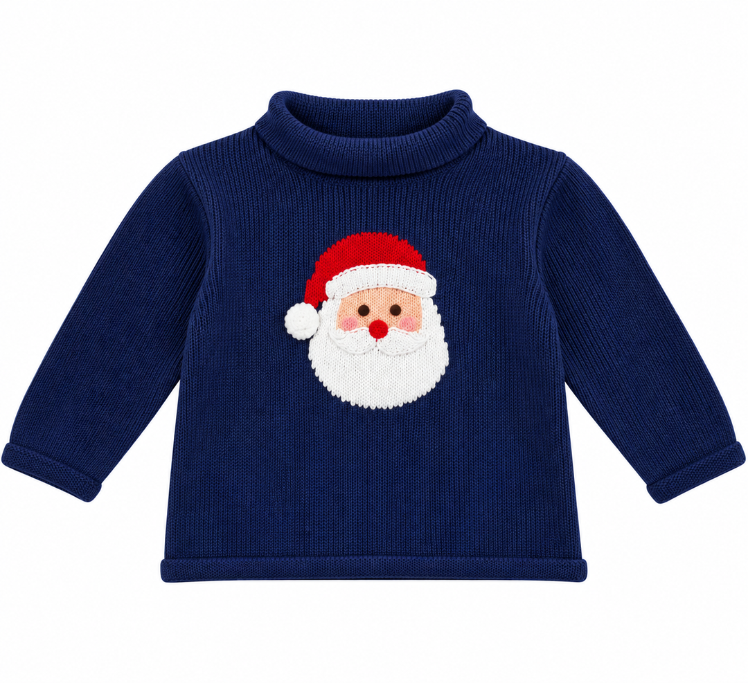 Royal Santa Face Roll Neck Sweater