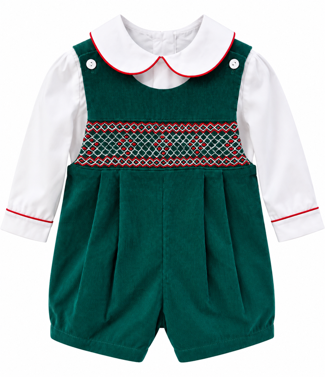 PAUL - Green corduroy boy's short jon jon